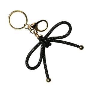 Black Mesh Coquette Bow Keychain Bag Charm
